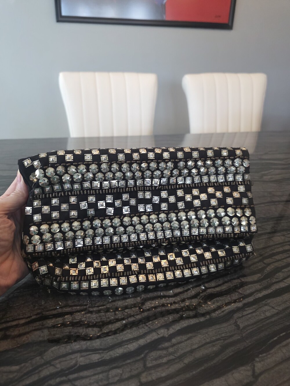 Banana Republic Black and Gold Embellished Clutch